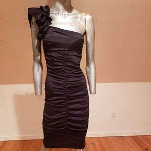 CACHE' ruched single shoulder bodycon dress